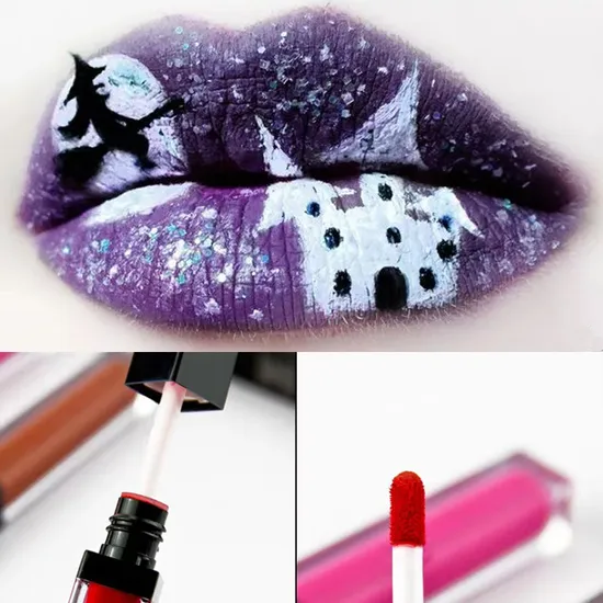 Оригинальный блеск для губ Halloween Lip Glaze, черный, белый, фиолетовый, для сценического макияжа и вечеринки