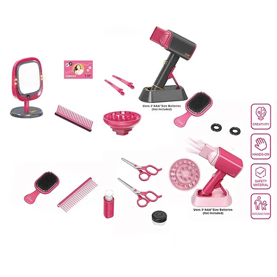Новейший популярный пластиковый набор для парикмахерской, набор для макияжа, электрический модный фен, игрушечный набор для девочки